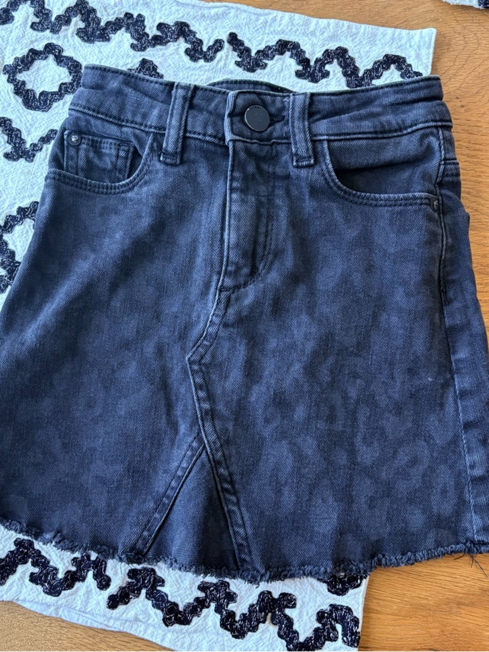DL1961 Girls Black Gray Animal Print Denim A-Line Skirt kids girls size 7